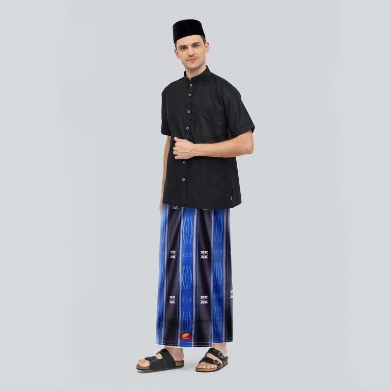 Sarung ATLAS Premium 760 Songket hitam Biru