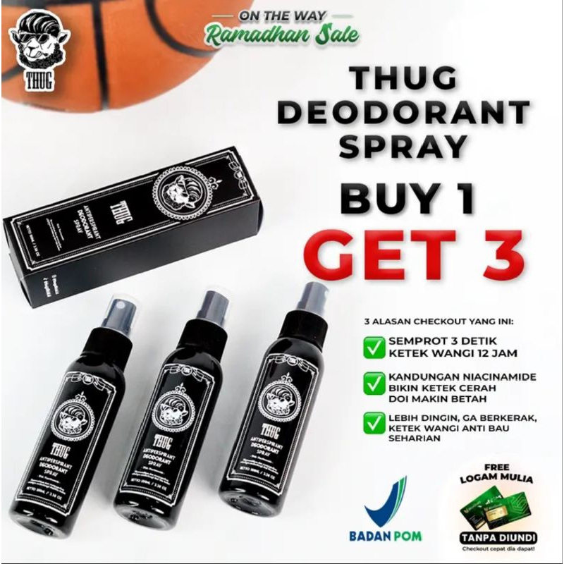 Thug Deodorant Spray 100ml Bebas bau ketek wangi tahan lama