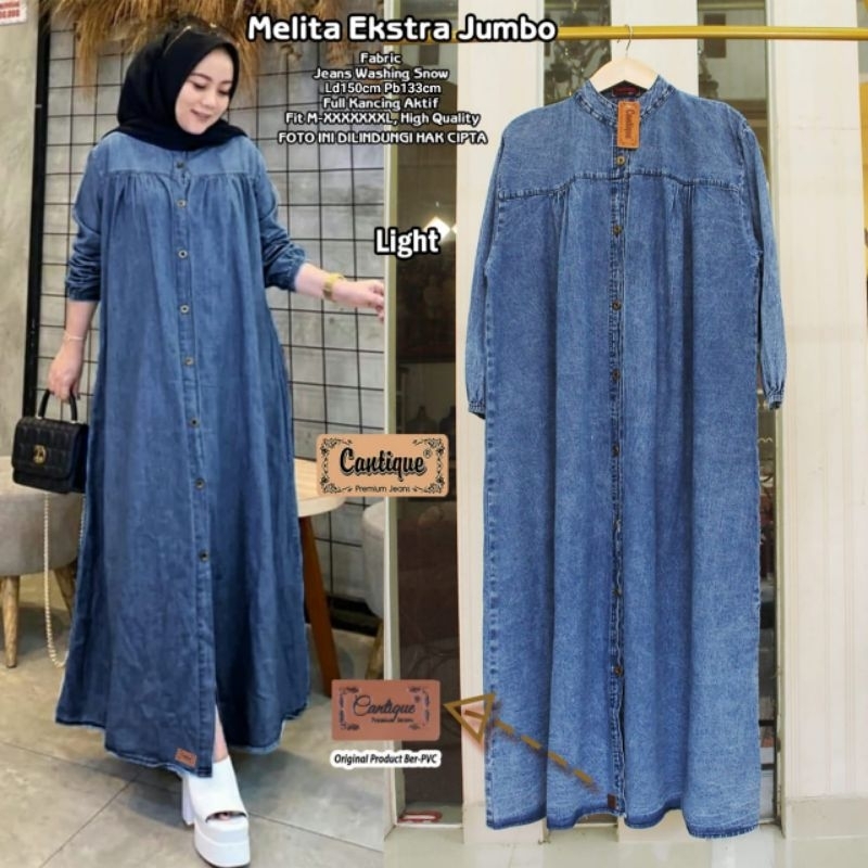 LD 150 GAMIS BIG SIZE JEANS WASHING MELITA EKSTRA JUMBO