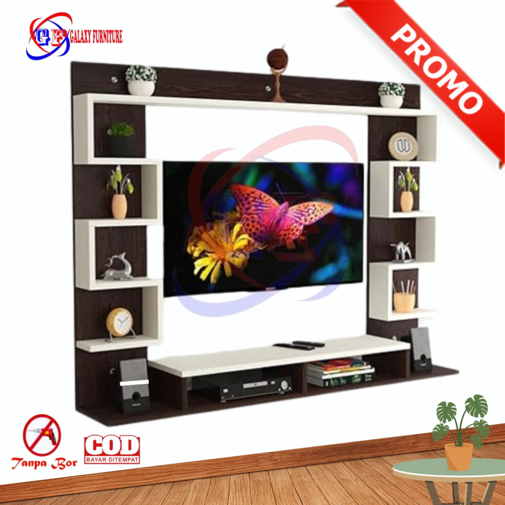 (RTV 031) Rak TV Dinding Minimalis Gantung / Meja TV Tempel Dinding Serbaguna Dekorasi Hiasan Tempat