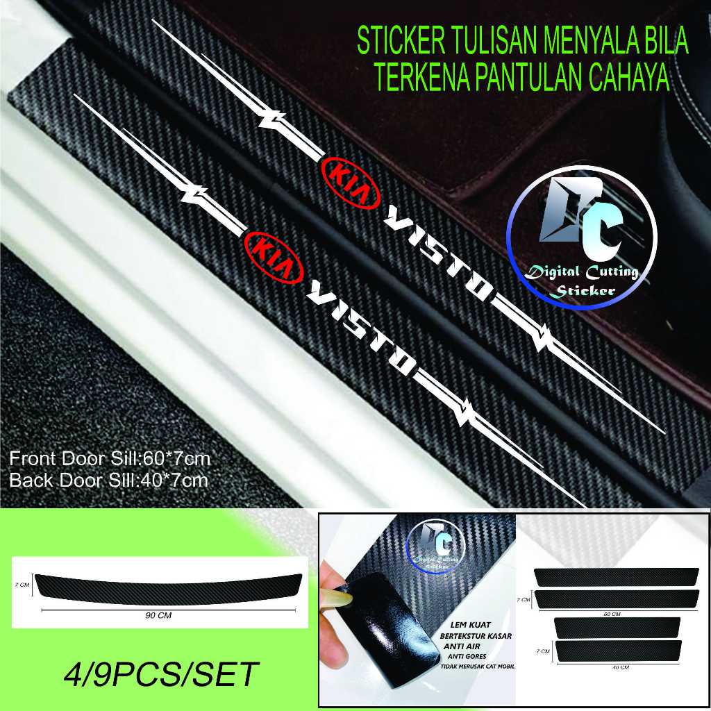 Stiker Pelindung Pintu Mobil Visto 3D Door Sill Plate Guard KIa Visto Sticker Anti Gores Untuk Lanta