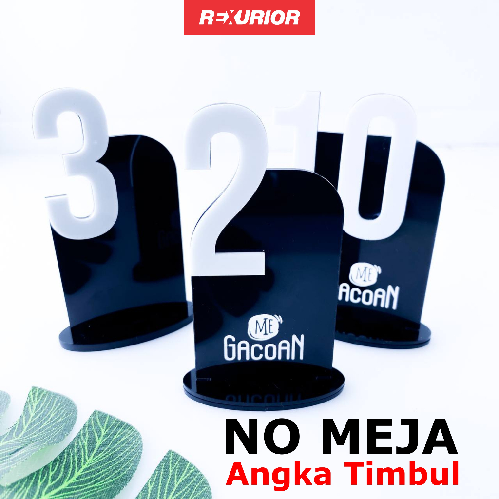 

No meja / nomor meja akrilik timbul custom nama I Rexurior