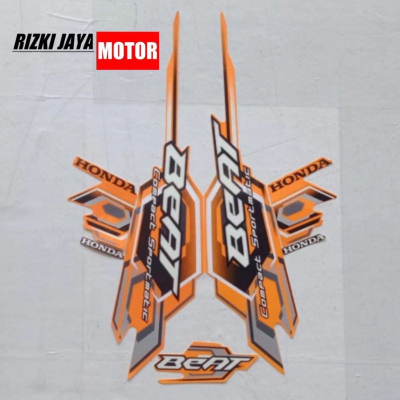 STIKER STRIPING HONDA BEAT KARBU TAHUN 2008 OREN