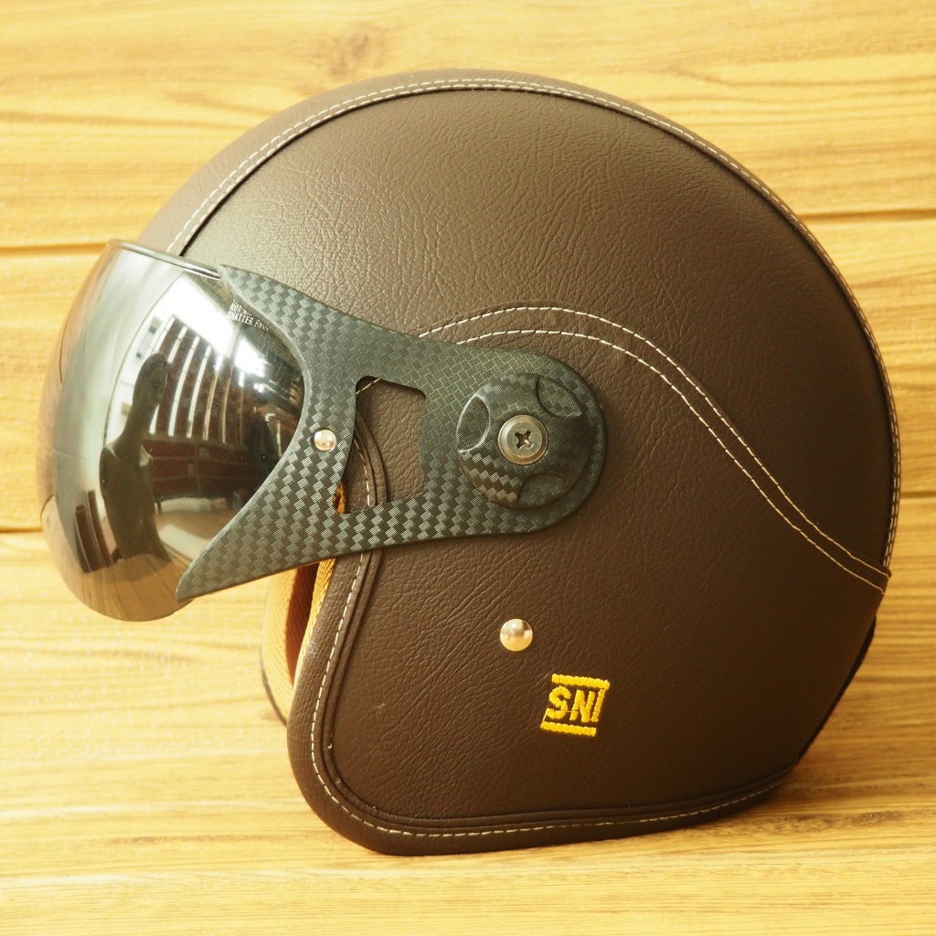 RK HELM BOGO KULIT CLASSIC SNI DEWASA PRIA DAN WANITA HELMET BOGGO RETRO KLASIK LEATHER SINTETIS