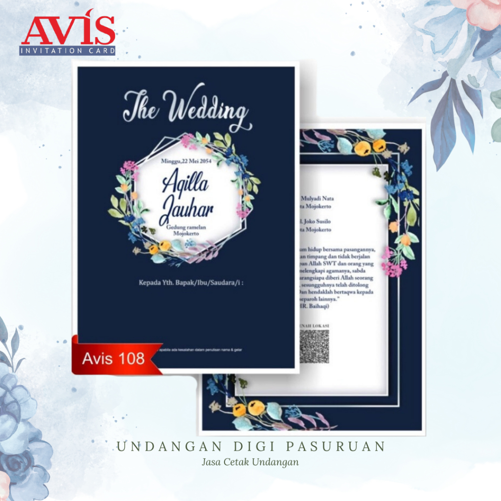 Cetak Undangan Pernikahan Avis 108 | Cetak Undangan Nikah Murah