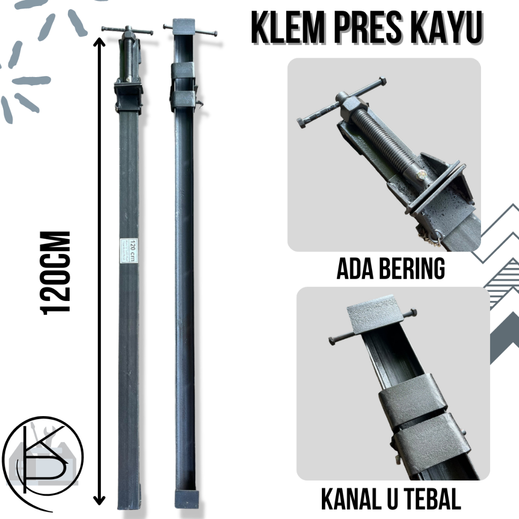 Klem kayu/Catok kayu Panjang 120cm Besi Kanal U alat Pres Kayu/Alat Penjepit Kayu/Pres Kayu Pajang K
