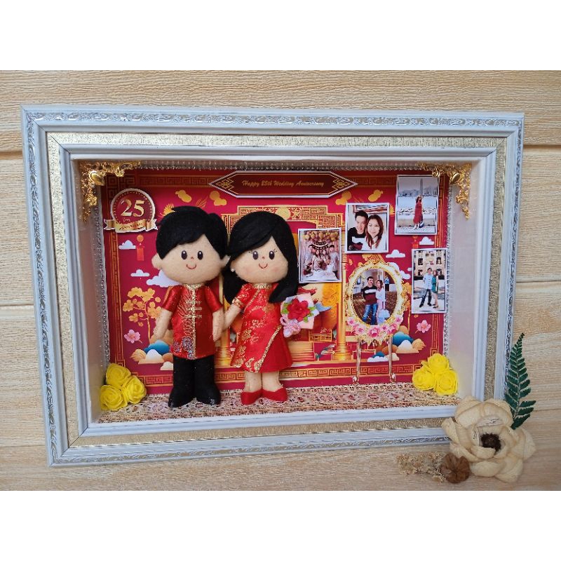 Boneka Cina | Boneka Adat Cina | Boneka Wedding kemas frame UK 25*35 cm
