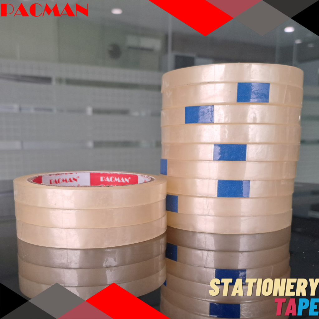 

(12 pcs) Solatip 0,5 inci stationery tape bening/clear pacman original termurah
