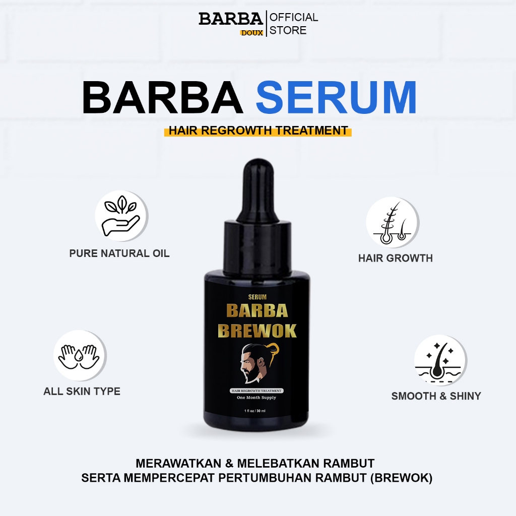 Barba Beard Growth Serum Minoxidil dan Biotin Penumbuh Brewok Alis Rambut Original