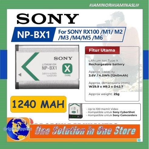 Baterai Sony DSC RX100 HDR AS15 RX1 H400 AS10 HX300 WX300 HX50v CX405 Batre NP-BX1