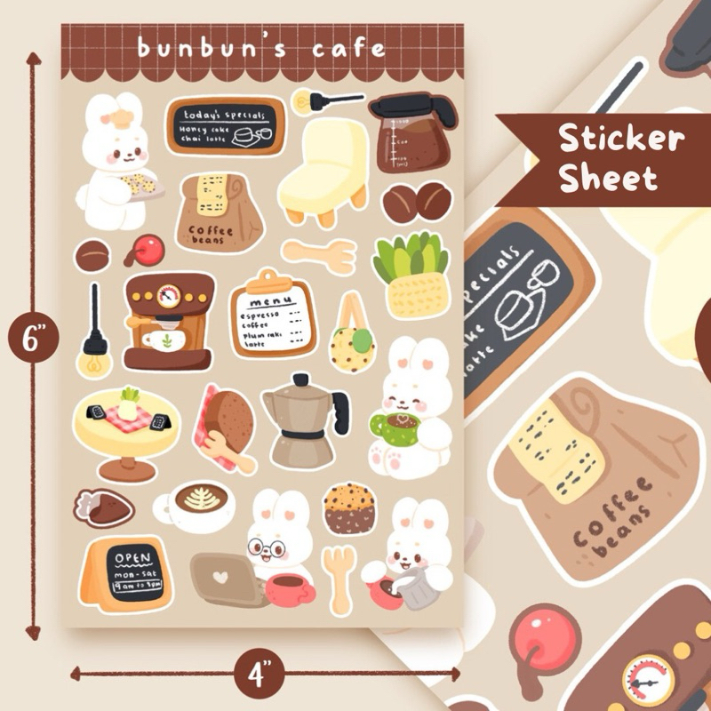 

[MIKUMI] BUNBUN’S CAFE | Deco Sticker Murah, Sticker Murah, Planner Sticker, Sticker Planner, Sticker Transparant