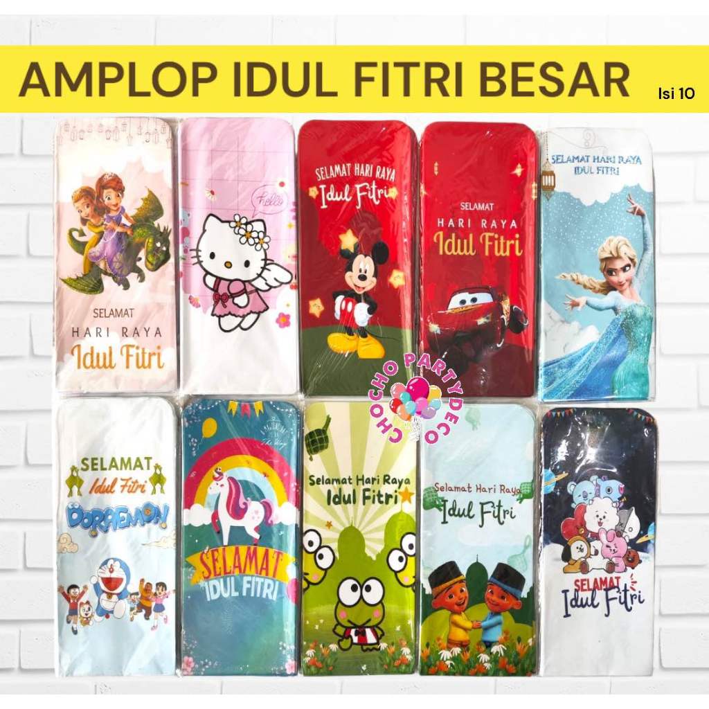 

Amplop LEBARAN IDUL FITRI BESAR Karakter Isi 10 / Angpau Idul Fitri Panjang Karakter BESAR