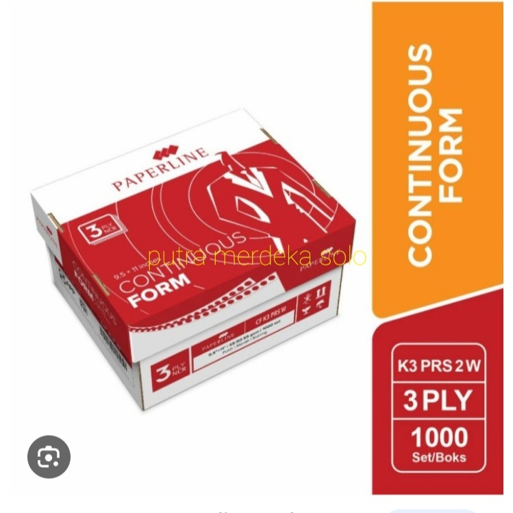 

Continuous Form Paperline 9,5 x 11 inch 3ply rangkap 3 CF K3 PRS W Potong Tengah Perforasi