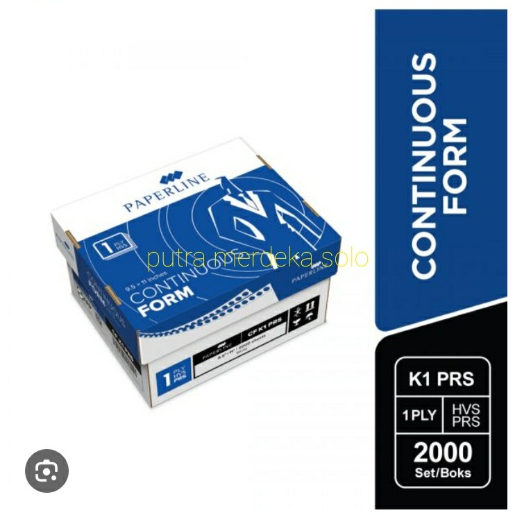 Continuous Form Paperline K1 PRS 9,5 x 11/2 inch 1ply CF K1 Putih PRS Potong Tengah Perforasi