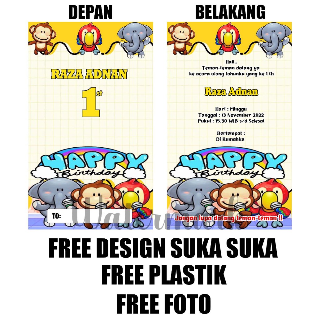 (UNDANGAN ULTAH) /Undangan ulang tahun / undangan ultah / undangan cetak / cetak undangan