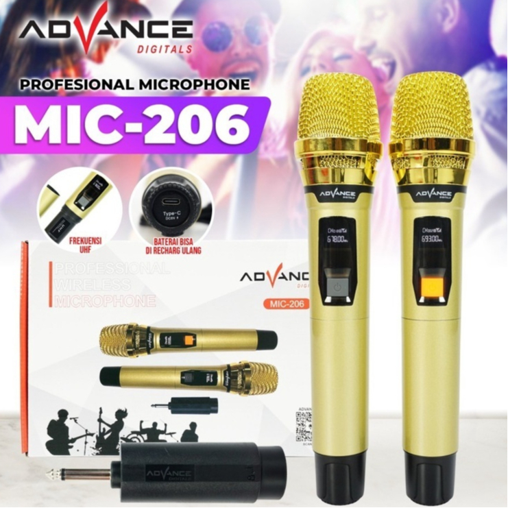 BUILDQUALITY (UPK) MIC WIRELESS // MIC-206 ADVANCE MIC-206 MIC WIRELESS DUA MIKROFON BATREI DAPAT DI
