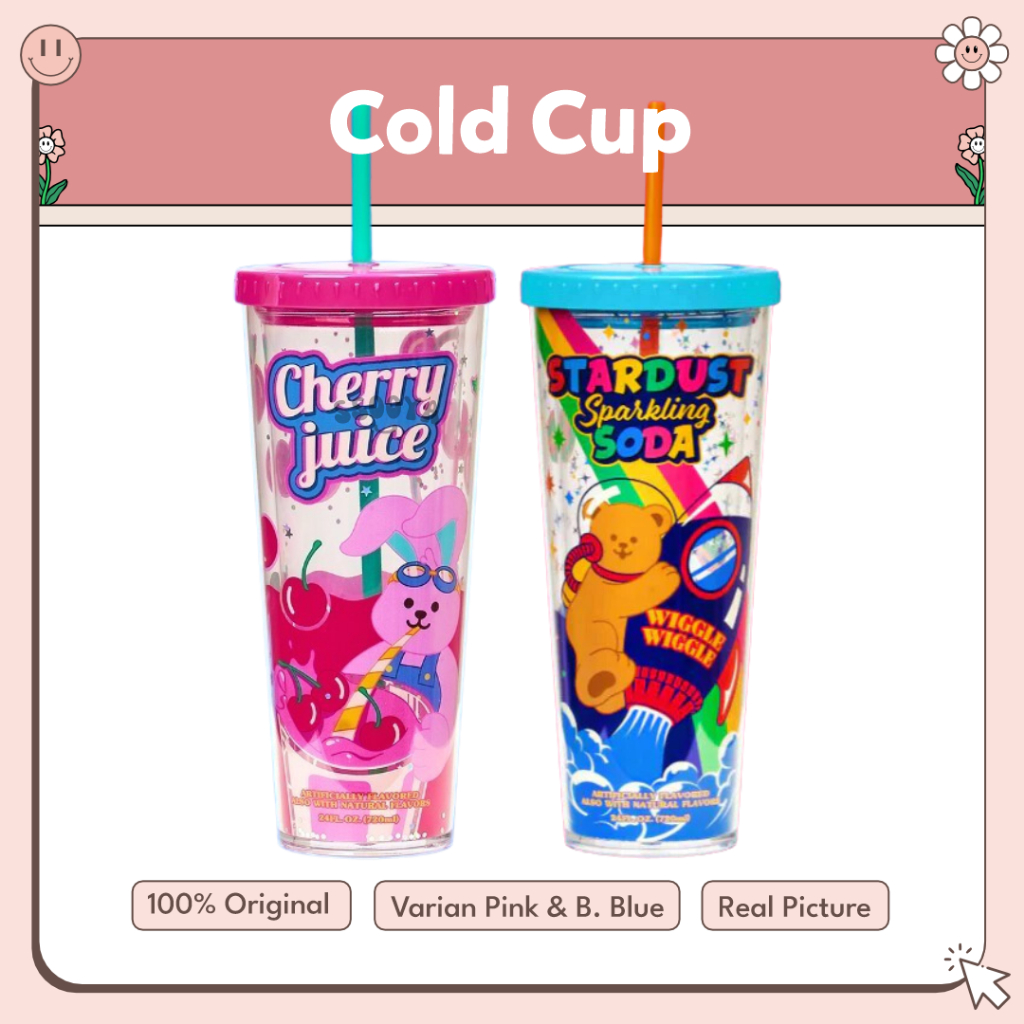 Wiggle Wiggle Cold Cup (2 Varian) Botol Minum with Straw Tumbler 720ml