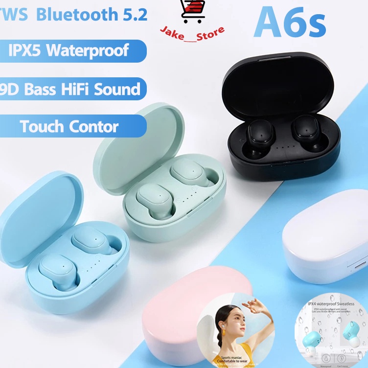 Ajg A6S Earphone Bluetooth Headset Bluetooth A6s Button TWS Bass 9D HiFi Stereo Sound Earphone Wirel