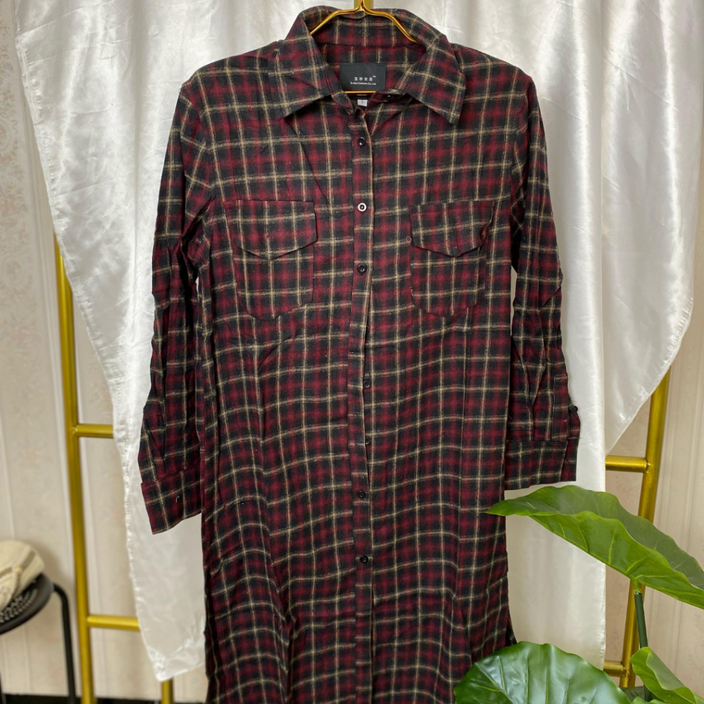 TUNIK FLANEL WANITA | TUNIK WANITA | TUNIK KOTAK-KOTAK | TUNIK BKK
