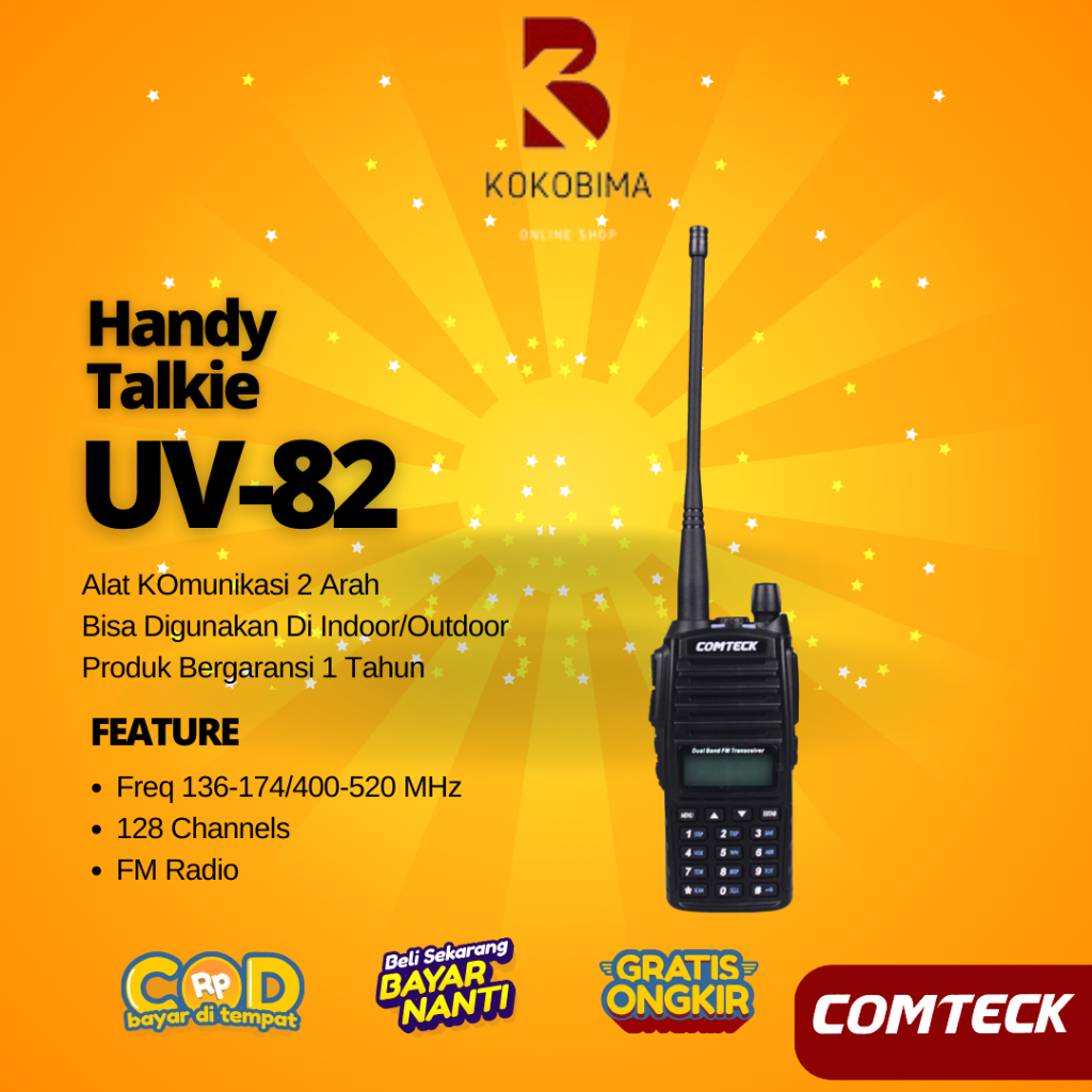 [Termurah] Handy Talkie HT UV-82 Comteck Dual Band VHF - UHF Radio FM