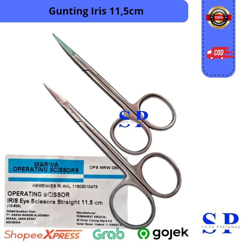 Marwa Gunting Iris 11,5cm Lurus | Bengkok Operating Scissors Gunting Operasi Kecil