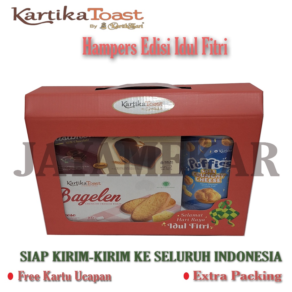 

Paket kue lebaran hampers kartika sari toast parcel free kartu ucapan selamat paket parsel siap kirim hadiah hamper Kartikasari