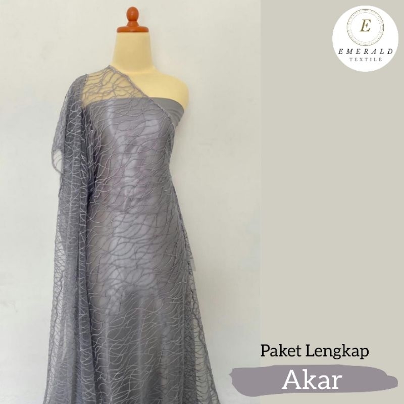 Paket Lengkap Kain Bridesmaid / Kain Satin Premium + Kain Brokat By Emerald Textile - Akar