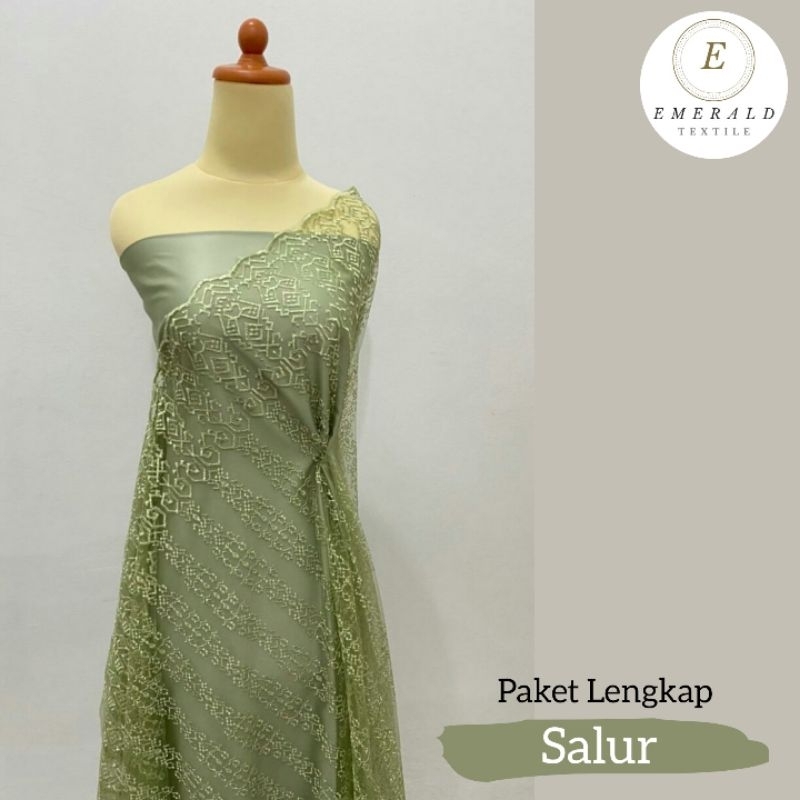 Paket Lengkap Kain Bridesmaid / Kain Satin Premium + Kain Brokat By Emerald Textile - Salur