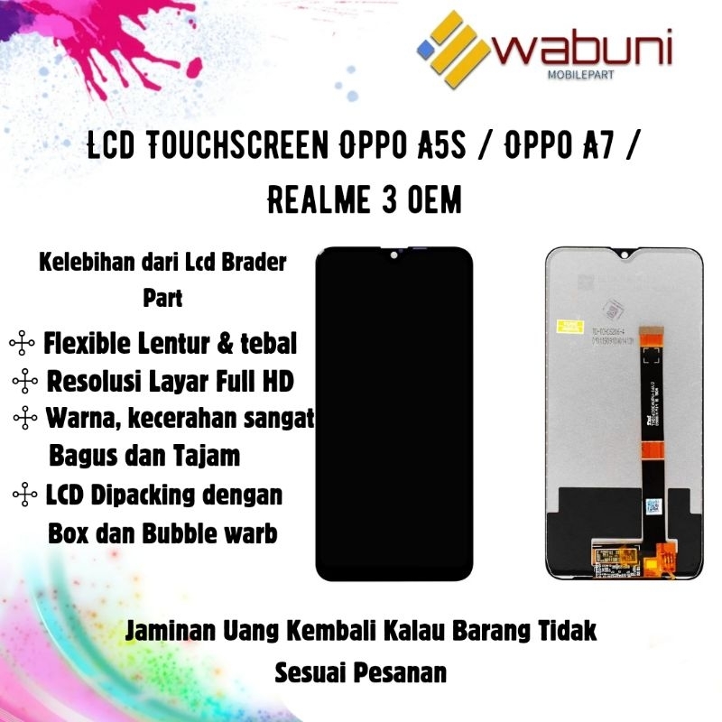 Wabunimobilepart Lcd Touchscreen Oppo A5s / Oppo A7 / Realme 3 Oem / Lcd hp / Touchscreen hp