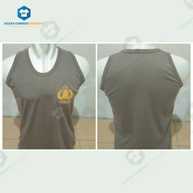 KAOS SINGLET POLISI BORDIR - COKLAT POLISI
