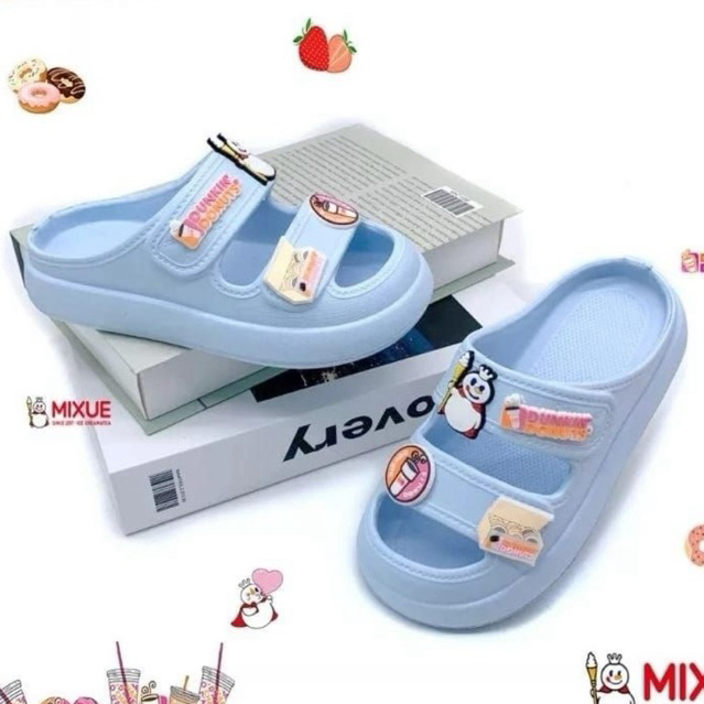 KKY-[SANDAL ANAK] Selop Slop Sendal Terbuka Cantik Kekinian Mixue Dunkin Donat Karakter Kartun Lucu