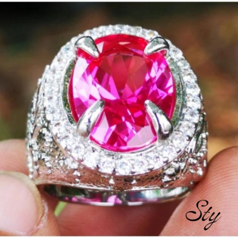 Cincin Batu Siam PINK Bangkok Cutting