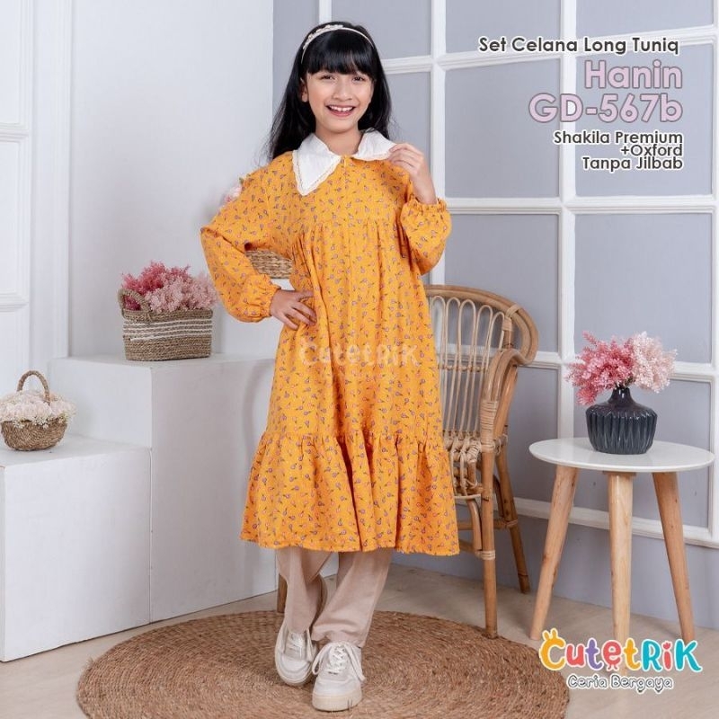 Set Celana Tunik Anak Hanin By Cutetrik Terbaru Baju Setelan Muslim Anak Perempuan Lengan Panjang Mo
