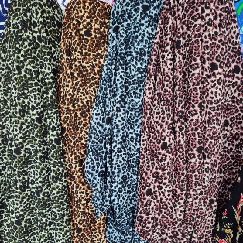 kain wolfis motif leopard - kain motif macan - bahan woolpeach lembut