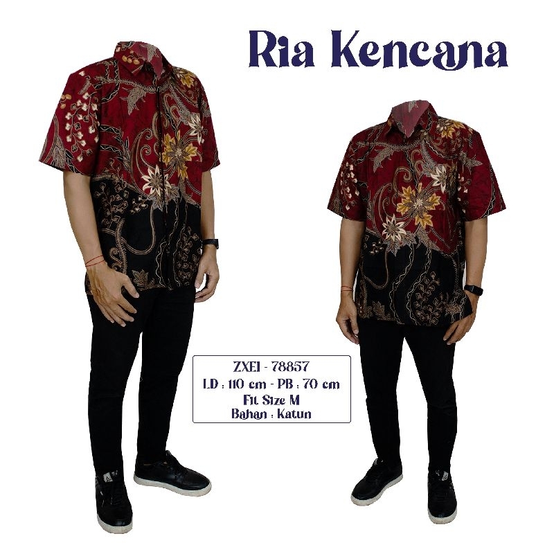 kemeja batik pria ria batik bahan katun slimfit kualitas premium hem batik solo ria kencana