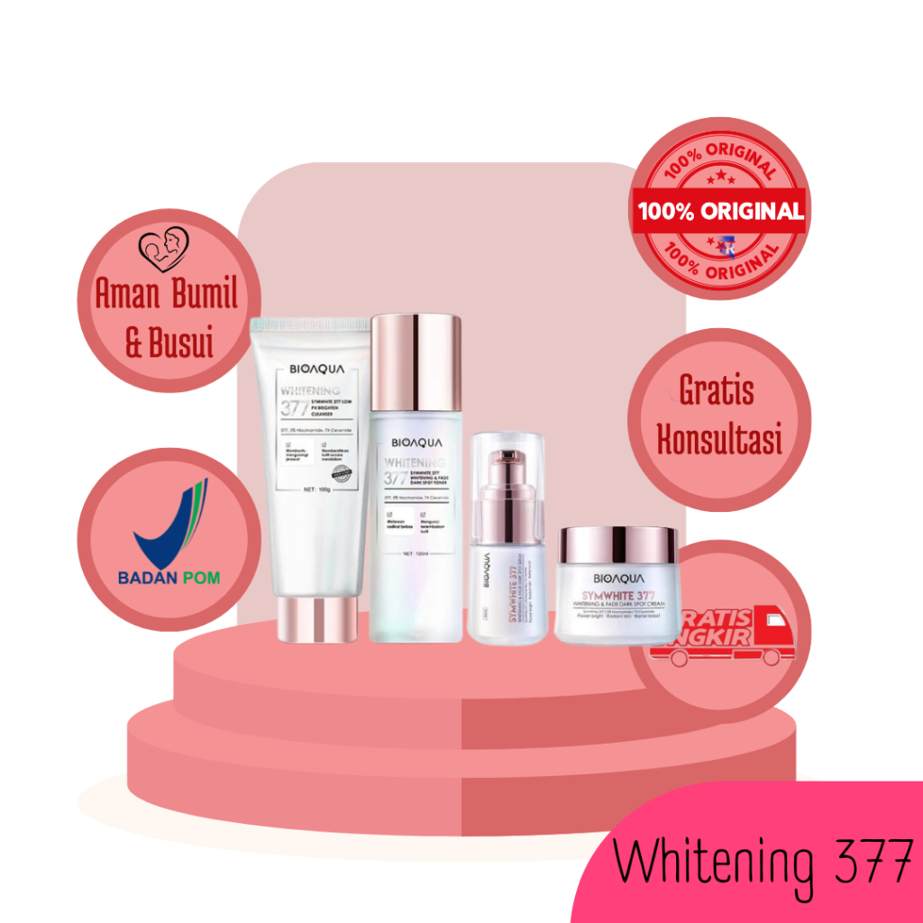 BIOAQUA SymWhite 377 Whitening & Fade Dark Spot Paket Skincare Set With Flek Hitam Serum Wajah Glowi