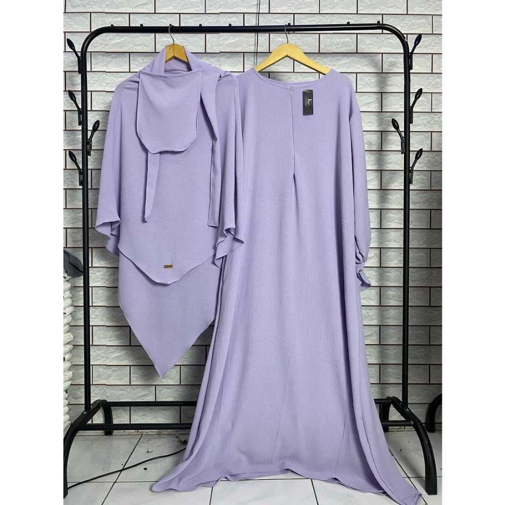 Gamis Muslim Jennaira Set Hijab Khimar free Cadar Bahan Crinkle Airflow