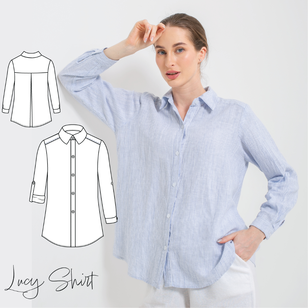 Pola PDF Lucy Shirt | wemadeit.studio | Pola kemeja pola baju wanita