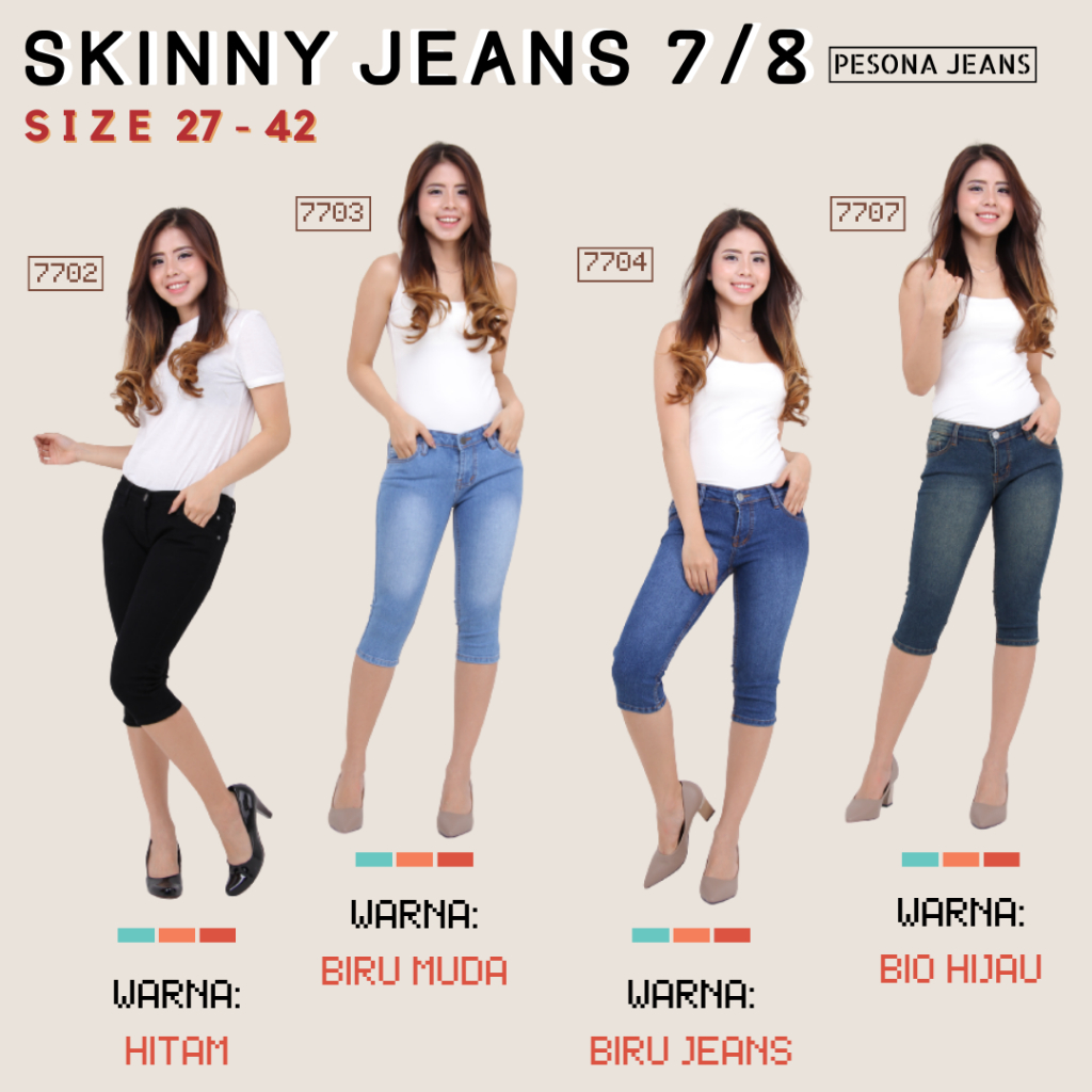 JSK Celana Jeans 7/8 Stretch Wanita Size 27-42