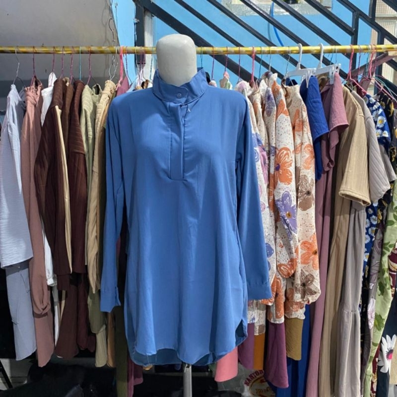 Kemeja tunik bahan crinkle airflow