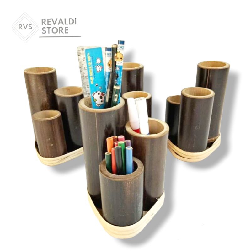 

Prakarya Tempat pensil dari bambu hitam