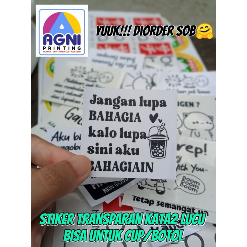 

Stiker trasparan kata2 lucu untuk cup/botol bisa COD