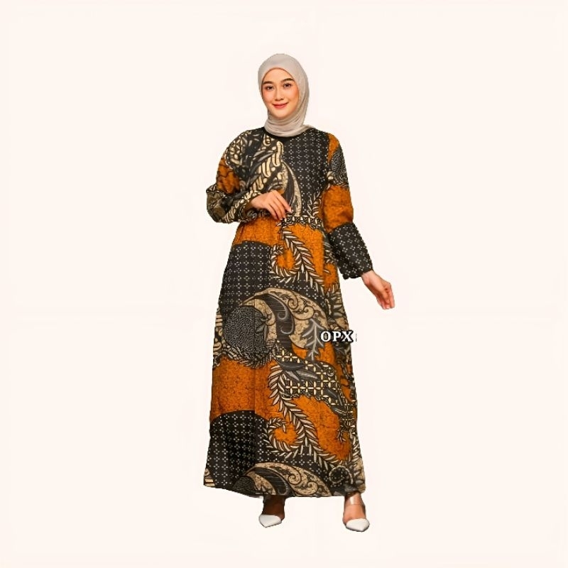 GAMIS BATIK WANITA BAHAN KATUN MOTIF KUNING ASLI PEKALONGAN