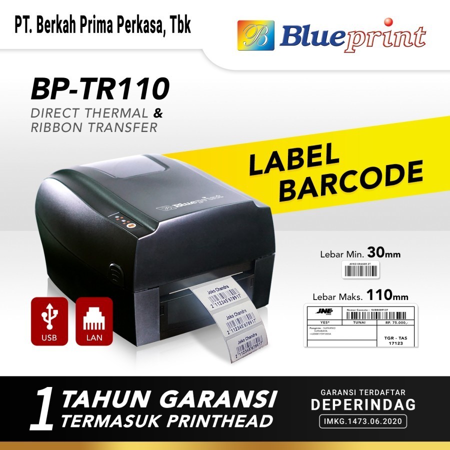 BLUEPRINT PRINTER DIRECT THERMAL BARCODE BP-TR110