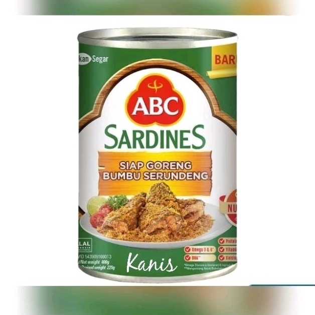 

ABC sardines siap goreng bumbu serundeng / ikan segar / omega 3 & 6 / halal food / ikan dalam kemasan kaleng / sarden