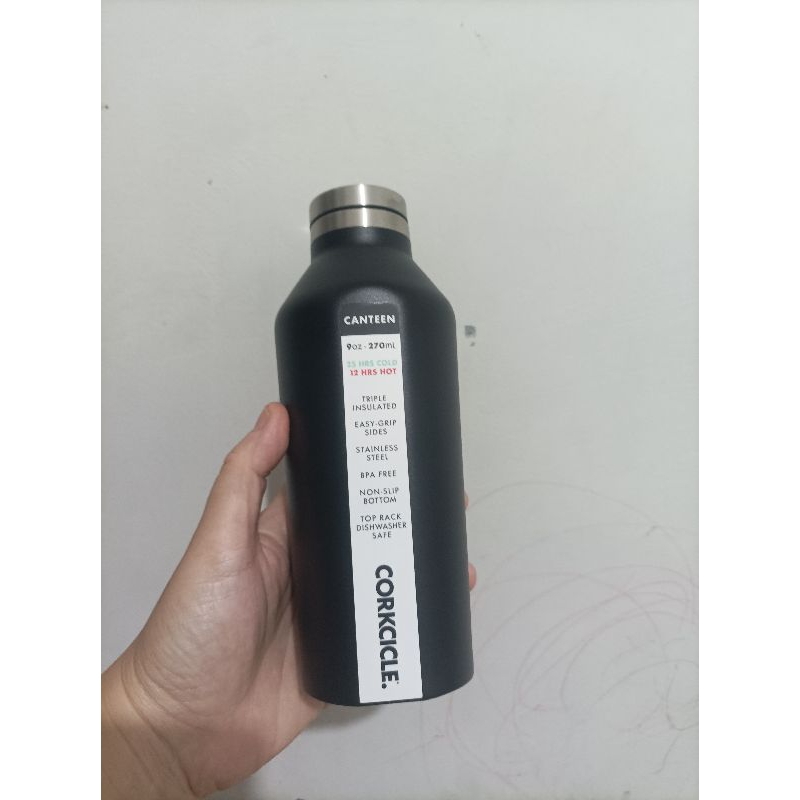 CORKCICLE CANTEEN 9oz BLACK ORIGINAL TUMBLER