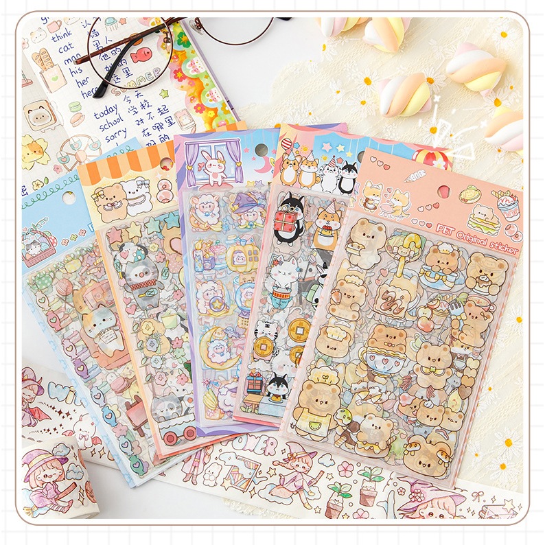 

Kakamoe - Stiker Motif Kartun Korea Lucu Anti Air isi 8 Lembar Dekorasi Handbook Scrapbook DIY kartun tahan air PET