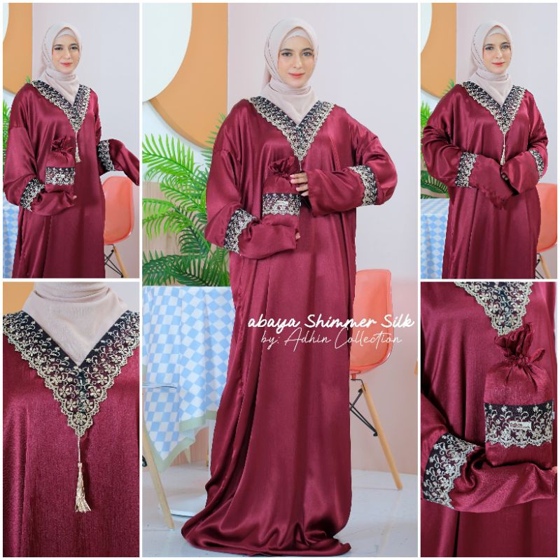(COD) Abaya Mukena traveling Shimmer Silk Cradenza Silk murah berkualitas terbaru by Adhin Collectio