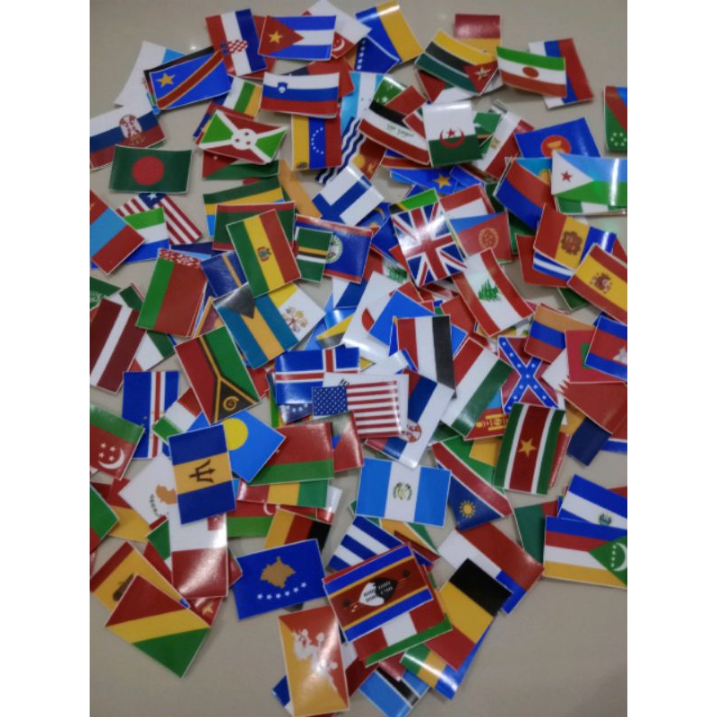

costum stiker mini bendera Dunia (15 Pcs) 2,5 X 4 Cm