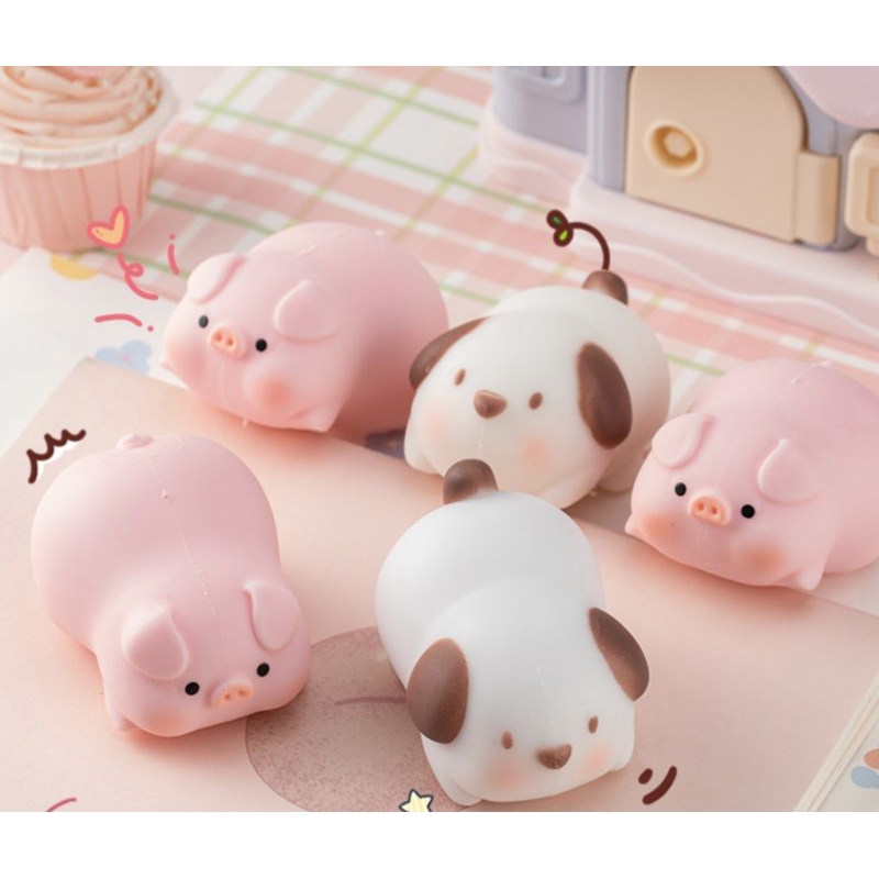 Squishy pig babi pink piggy lucu mainan anak pencet squishy dog anjing